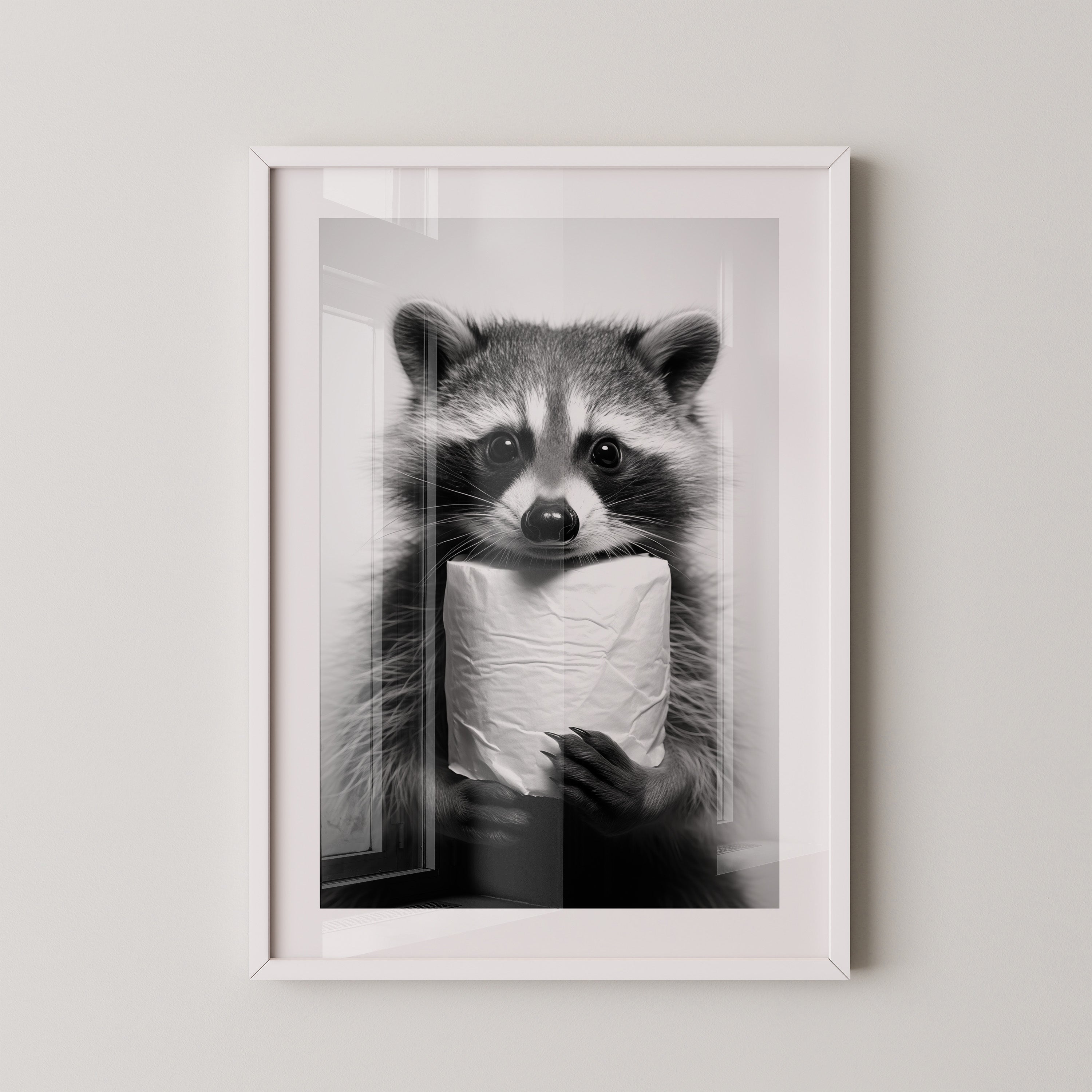 Waschbär Schwarzweiß Humor