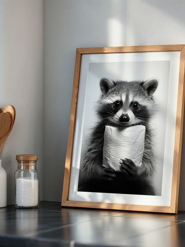 Waschbär Schwarzweiß Humor