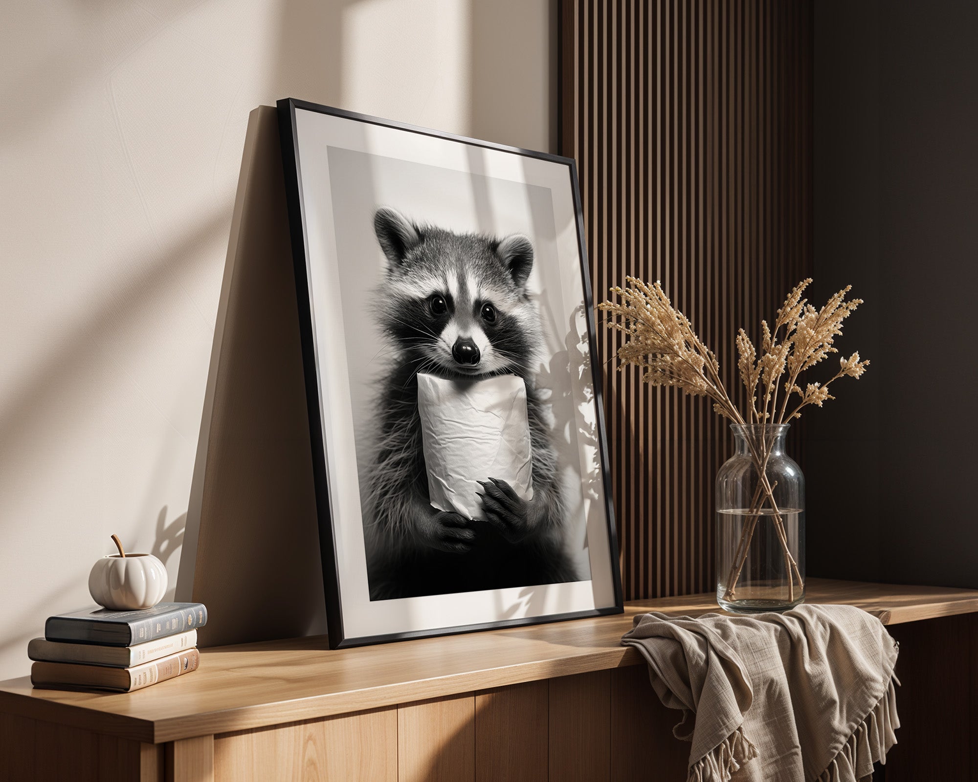 Waschbär Schwarzweiß Humor