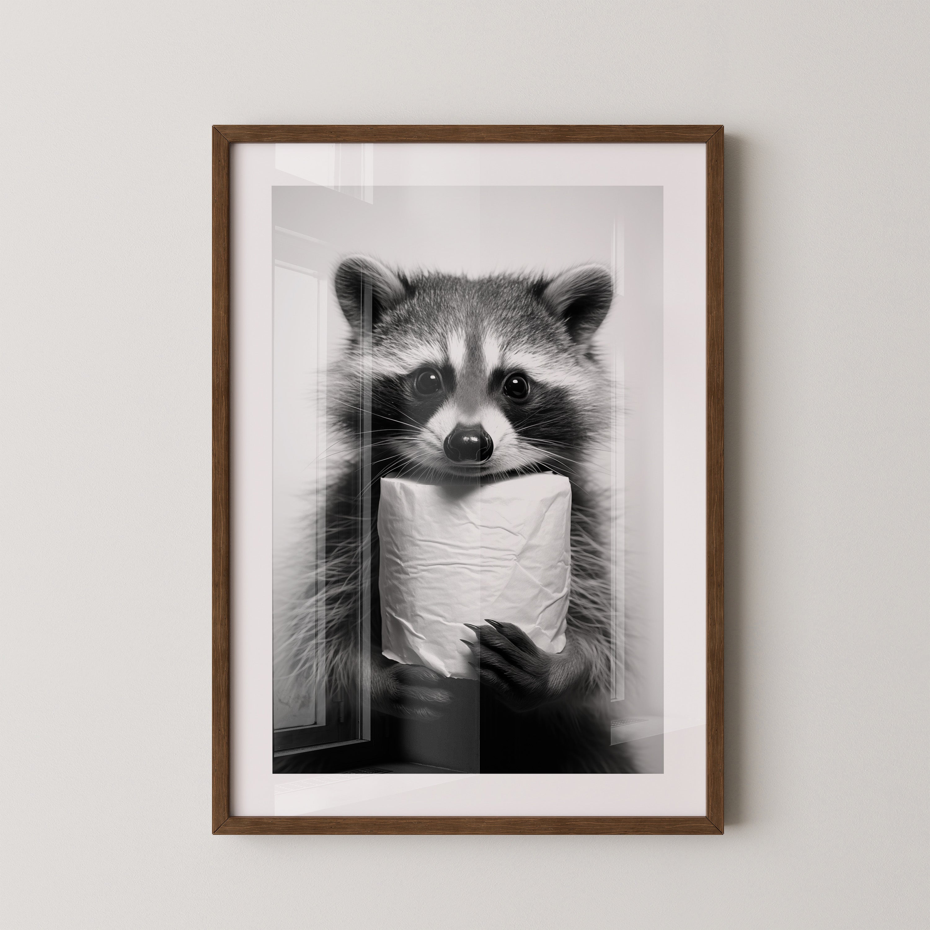 Waschbär Schwarzweiß Humor