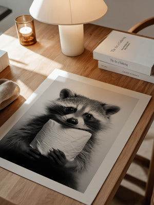 Waschbär Schwarzweiß Humor