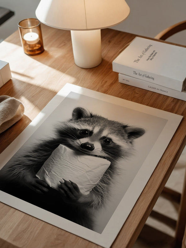 Waschbär Schwarzweiß Humor