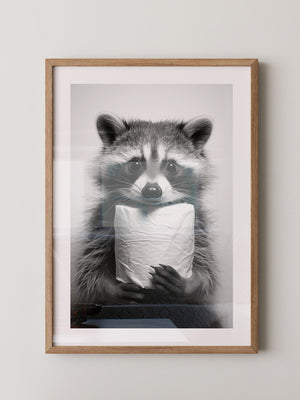 Waschbär Schwarzweiß Humor