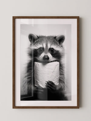 Waschbär Schwarzweiß Humor