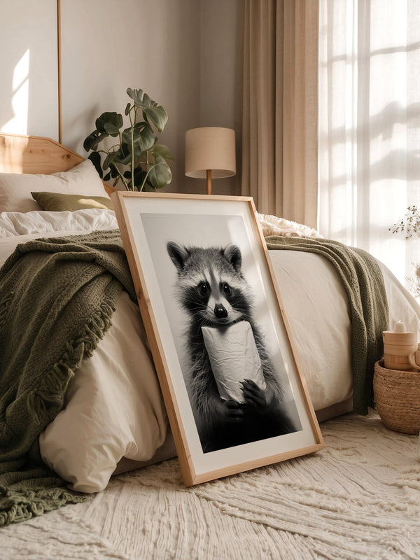 Waschbär Schwarzweiß Humor