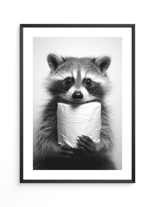 Waschbär Schwarzweiß Humor