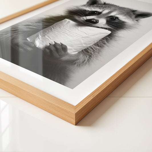 Waschbär Schwarzweiß Humor