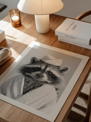 Waschbär Bademantel Comic-Stil