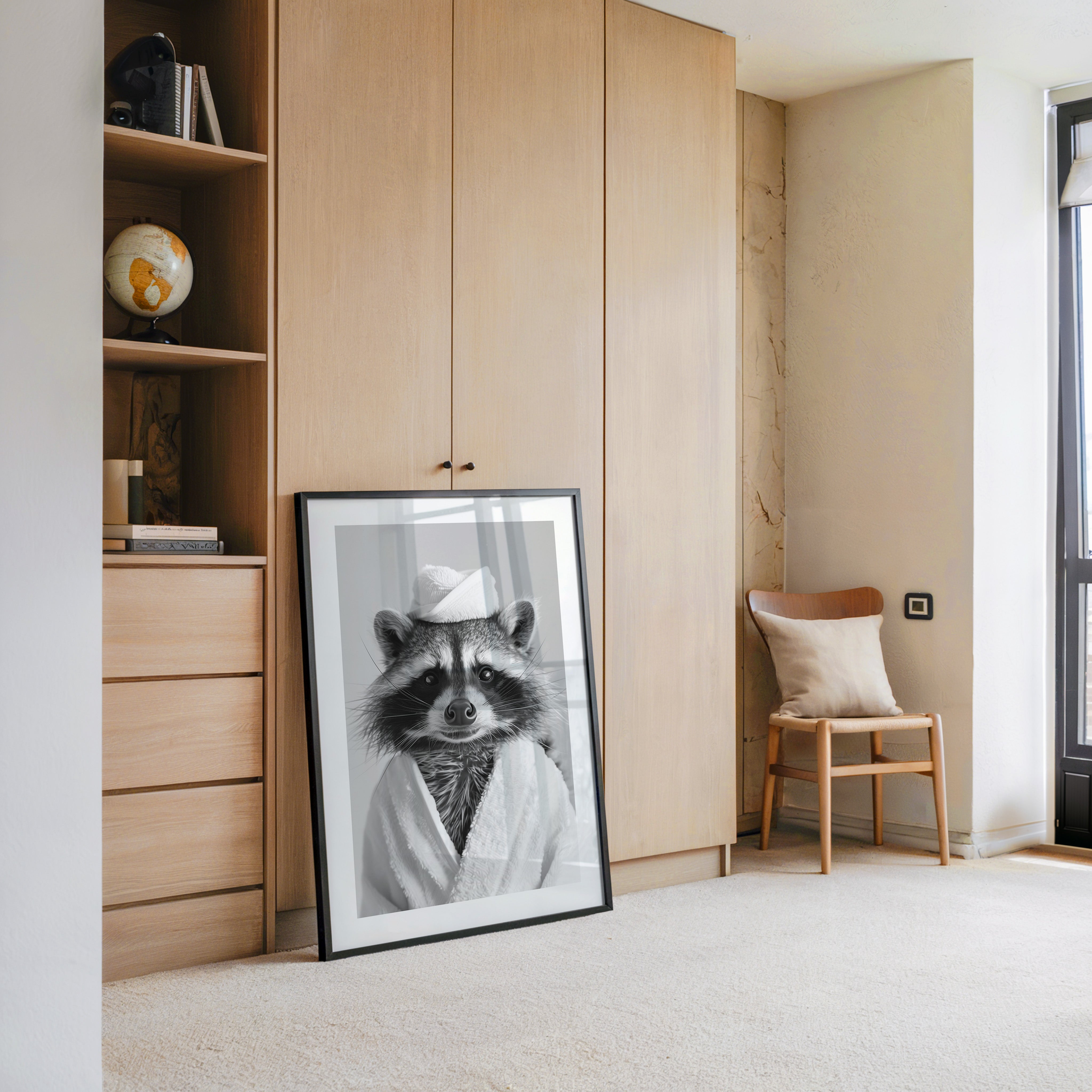 Waschbär Bademantel Comic-Stil