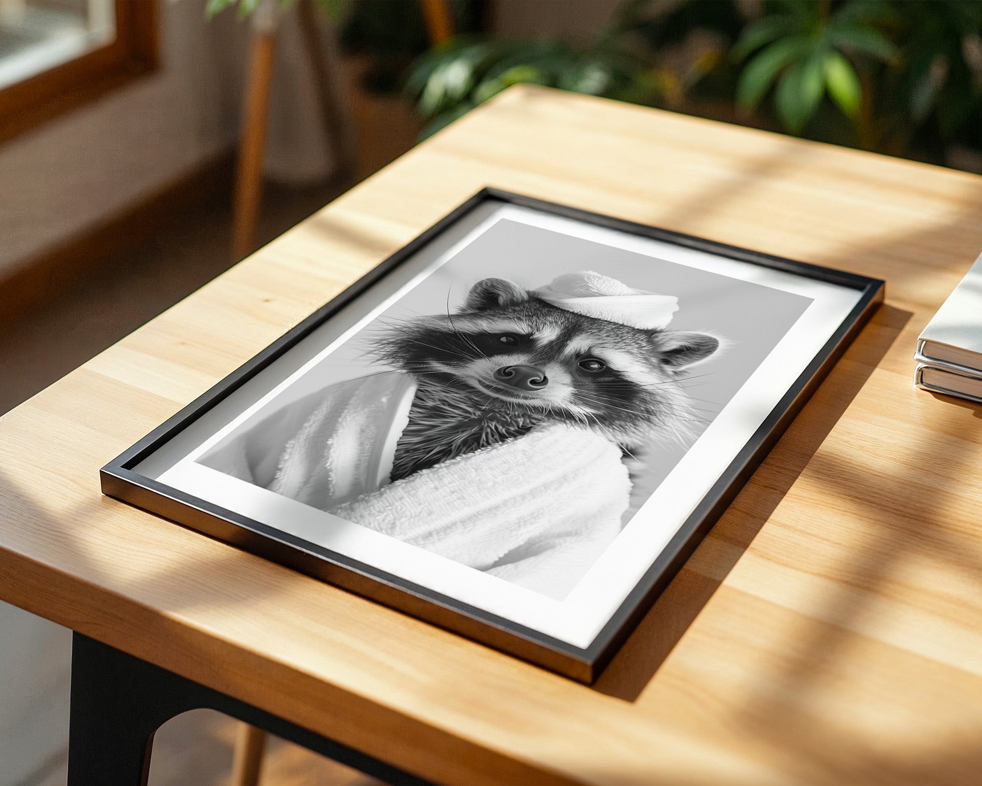 Waschbär Bademantel Comic-Stil