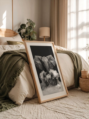 Elefant Schaum schwarzweiß