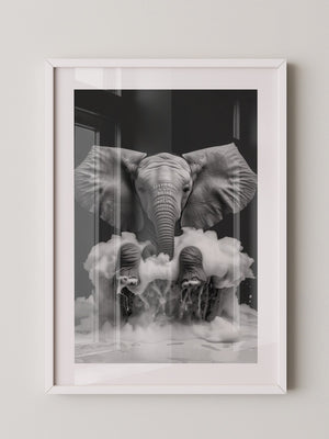 Elefant Schaum schwarzweiß