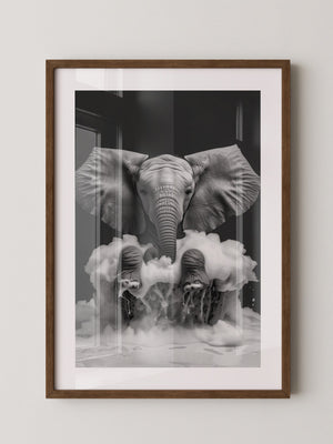 Elefant Schaum schwarzweiß