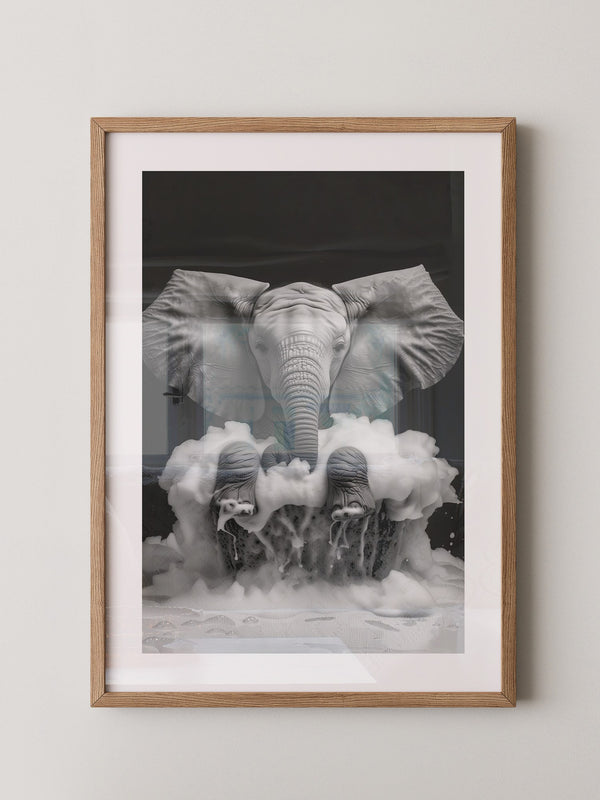 Elefant Schaum schwarzweiß