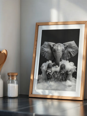 Elefant Schaum schwarzweiß