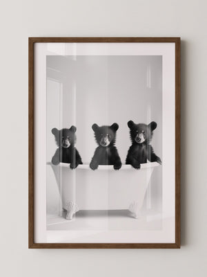 Bärenbabys Badewanne Schwarzweiß