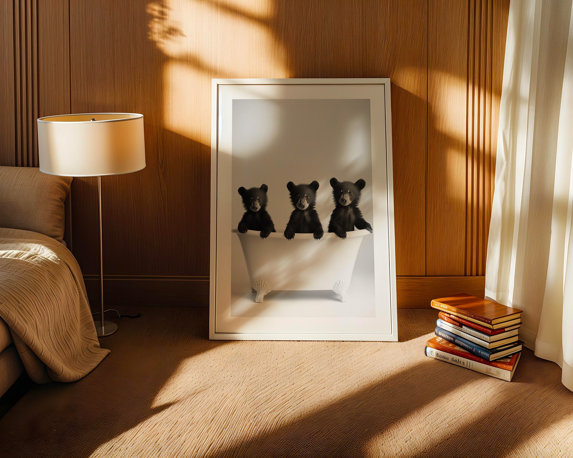 Bärenbabys Badewanne Schwarzweiß