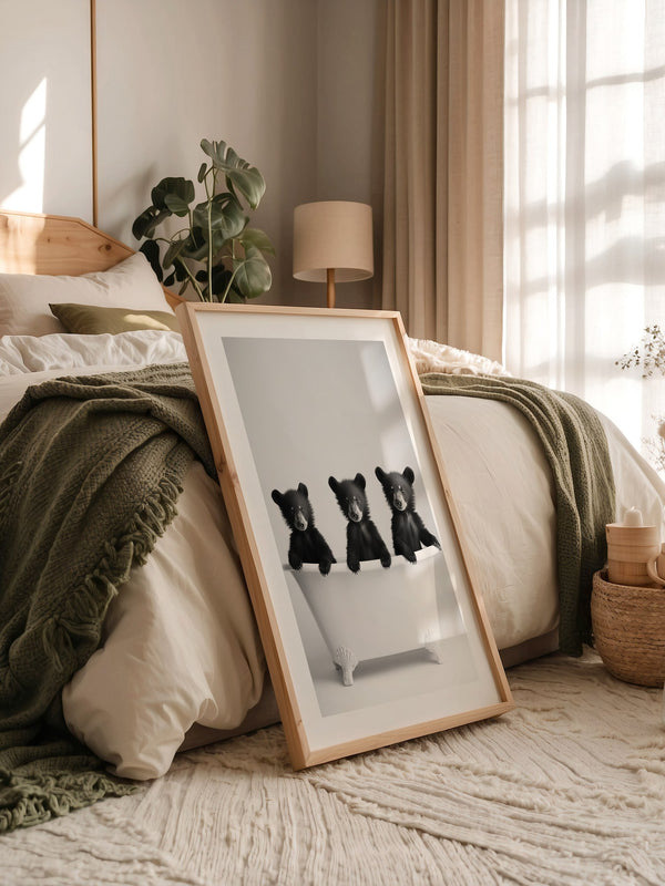 Bärenbabys Badewanne Schwarzweiß