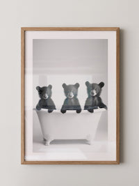 Bärenbabys Badewanne Schwarzweiß