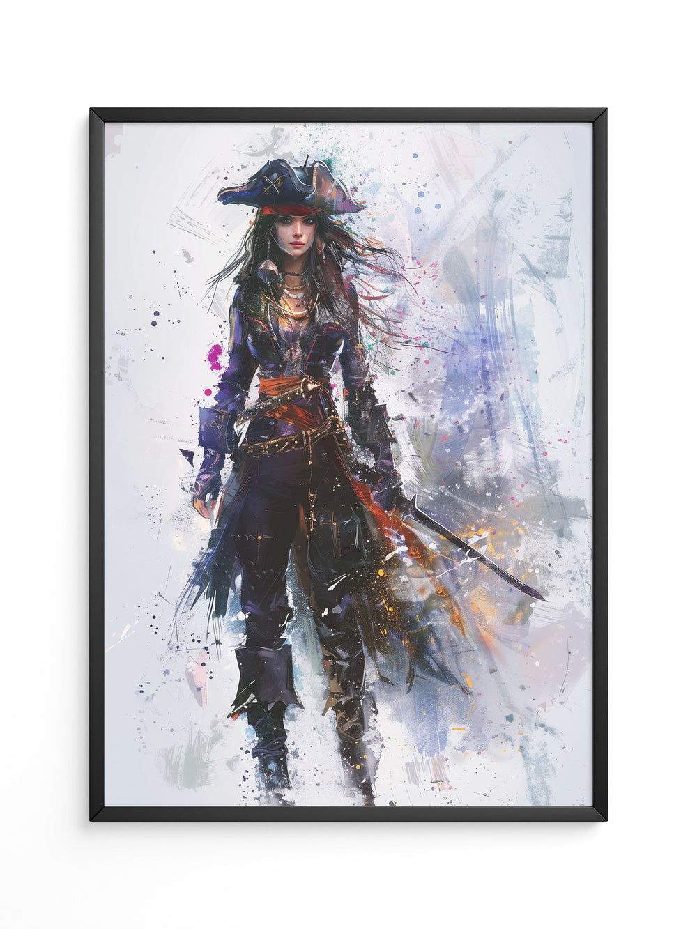 Piratenschwert Frau Aquarell