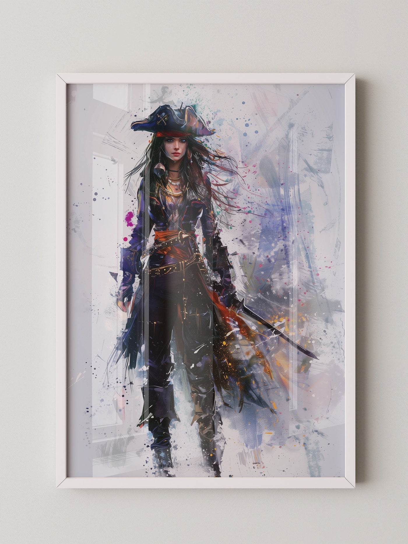 Piratenschwert Frau Aquarell