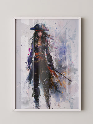 Piratenschwert Frau Aquarell