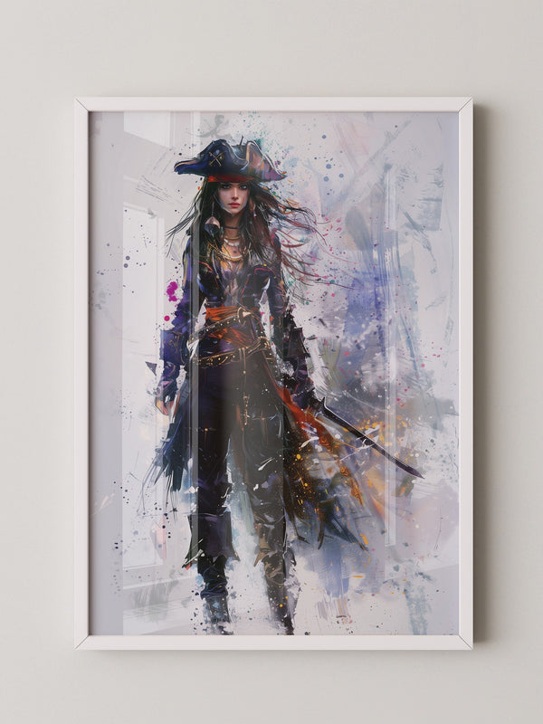 Piratenschwert Frau Aquarell