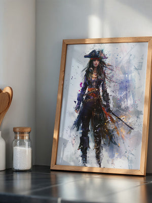 Piratenschwert Frau Aquarell
