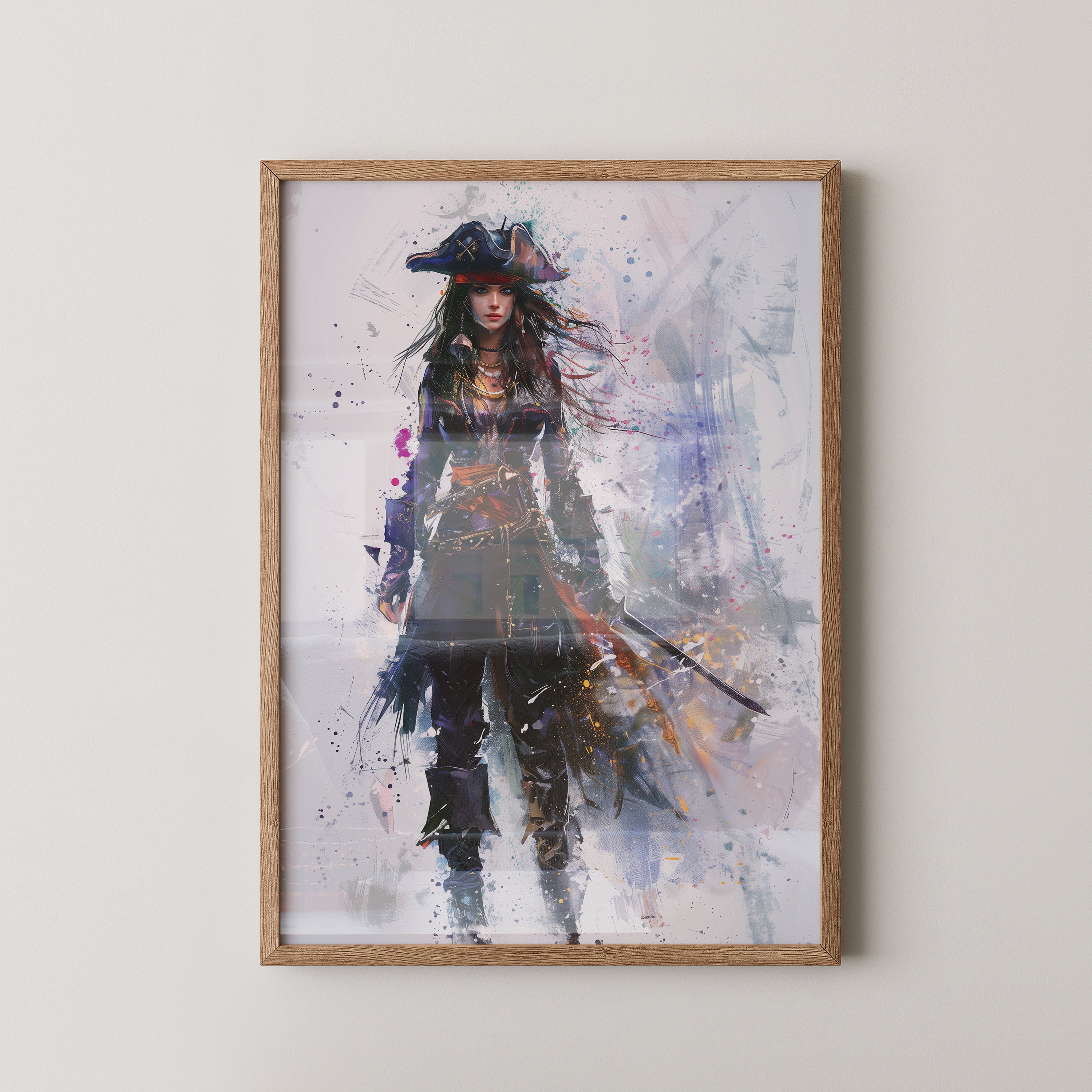 Piratenschwert Frau Aquarell