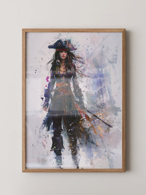 Piratenschwert Frau Aquarell
