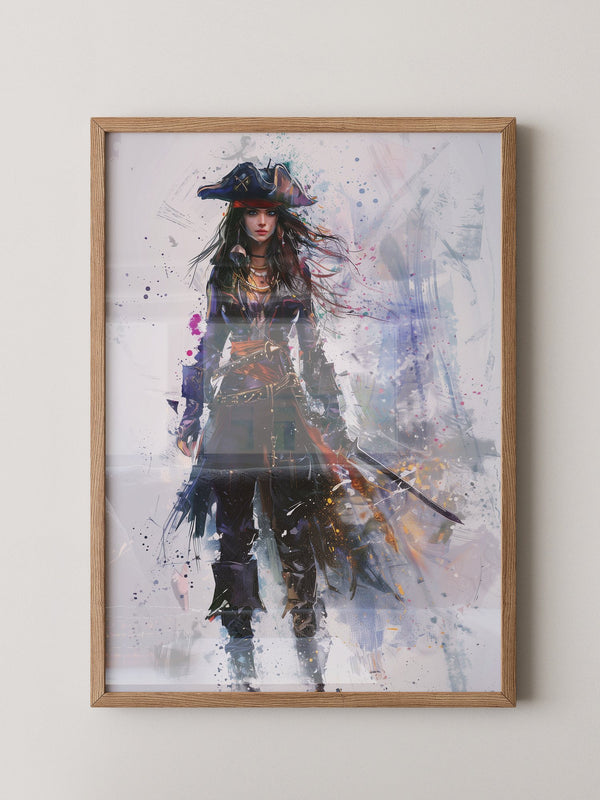 Piratenschwert Frau Aquarell