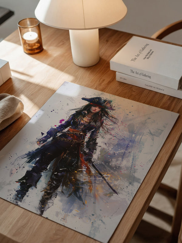 Piratenschwert Frau Aquarell