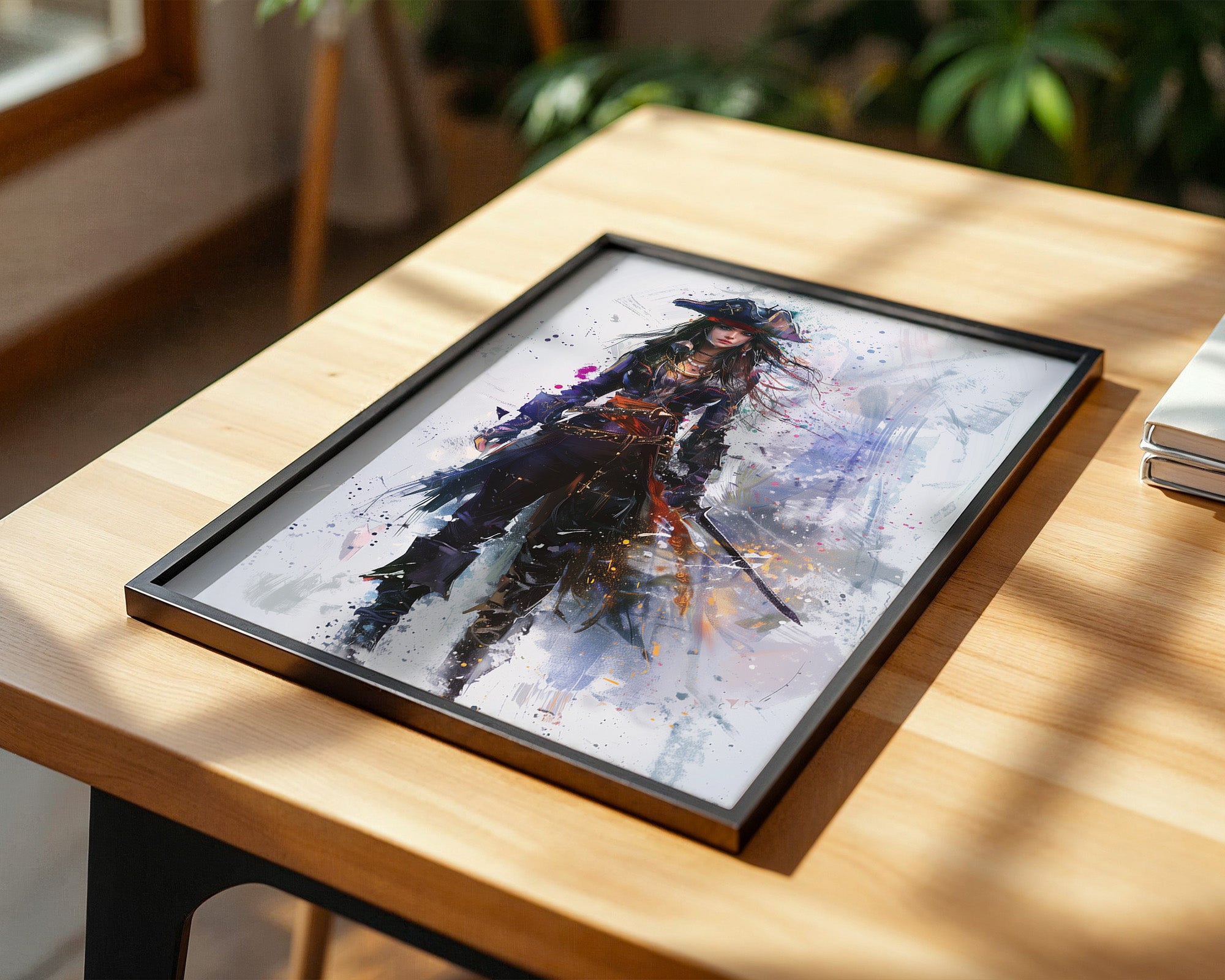 Piratenschwert Frau Aquarell