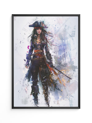 Piratenschwert Frau Aquarell