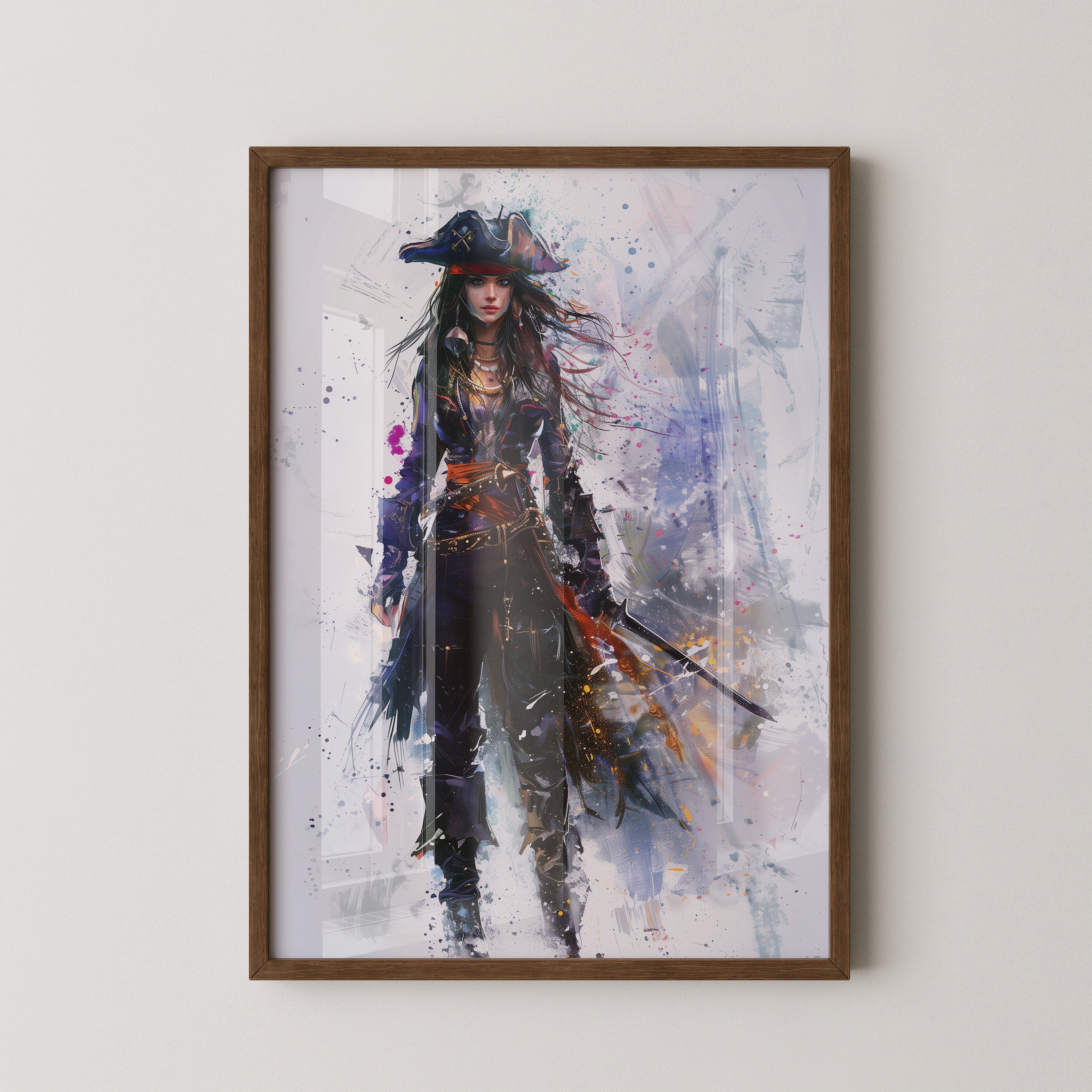 Piratenschwert Frau Aquarell