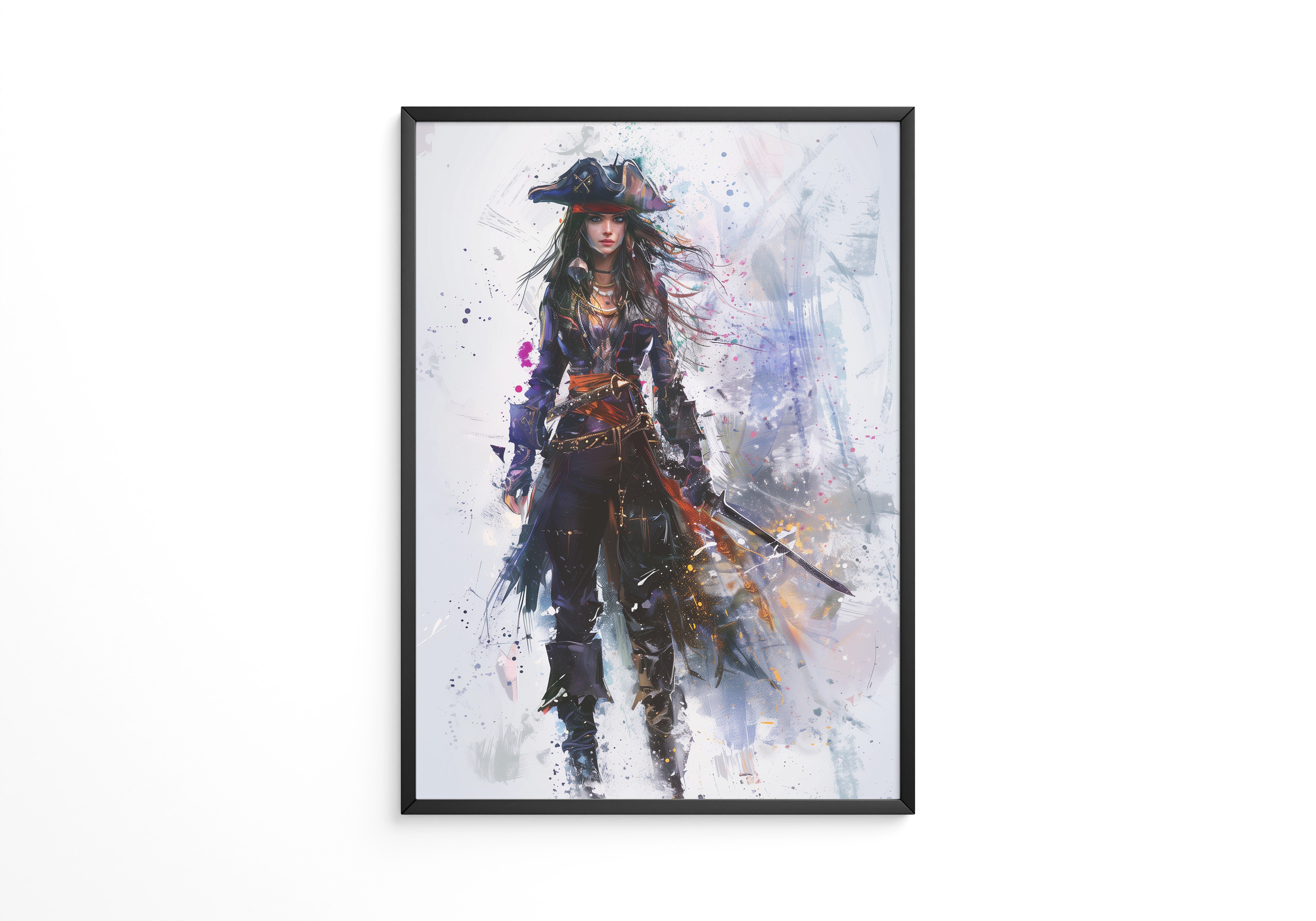 Piratenschwert Frau Aquarell