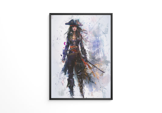 Piratenschwert Frau Aquarell