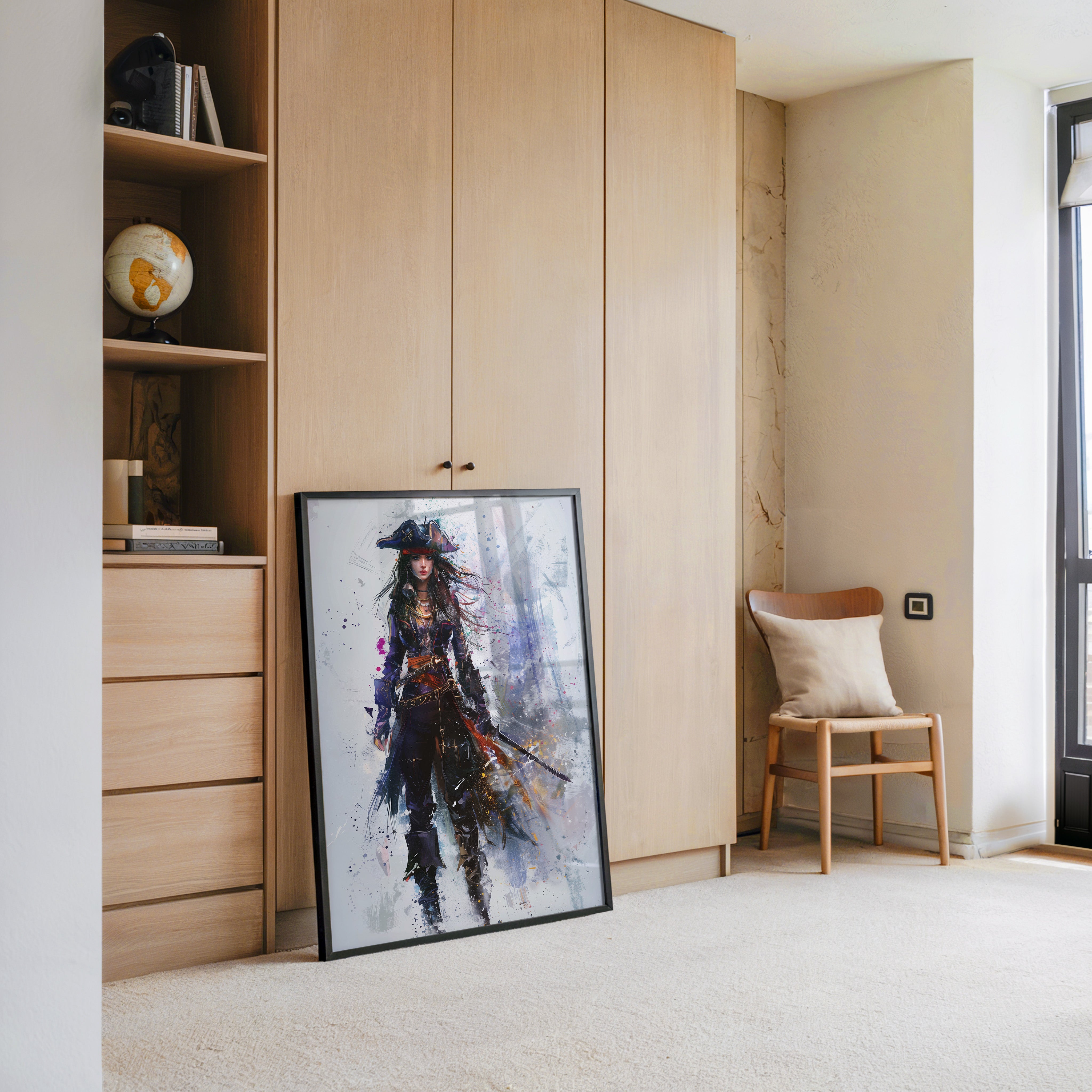 Piratenschwert Frau Aquarell