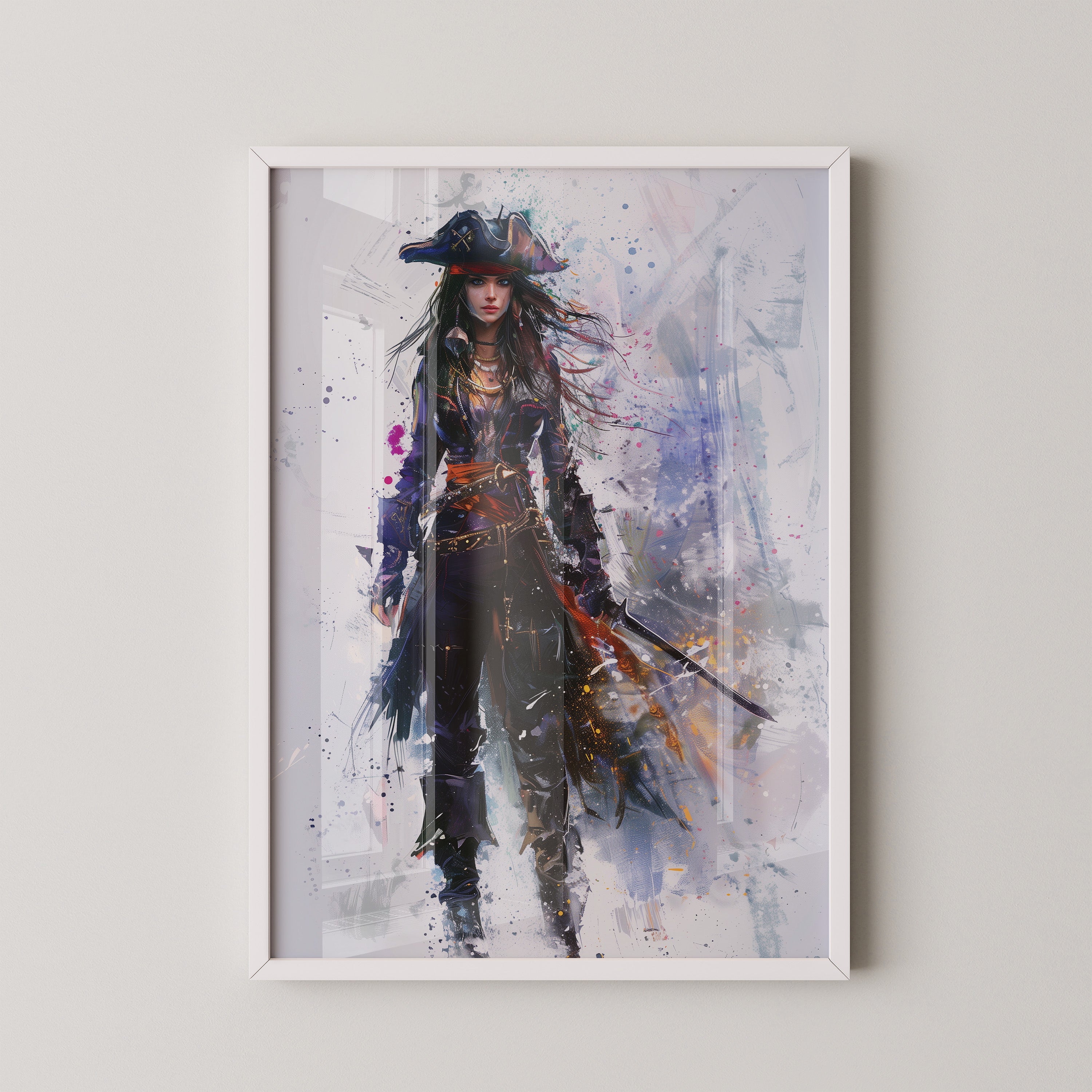 Piratenschwert Frau Aquarell