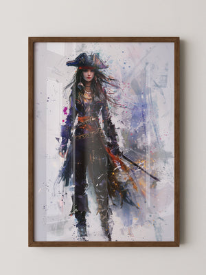 Piratenschwert Frau Aquarell
