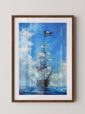 Piraten-Schiff blaue Malerei