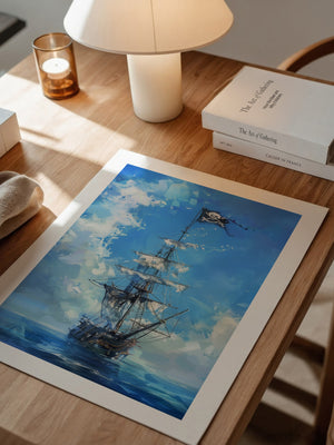 Piraten-Schiff blaue Malerei