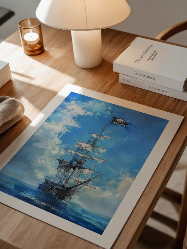 Piraten-Schiff blaue Malerei