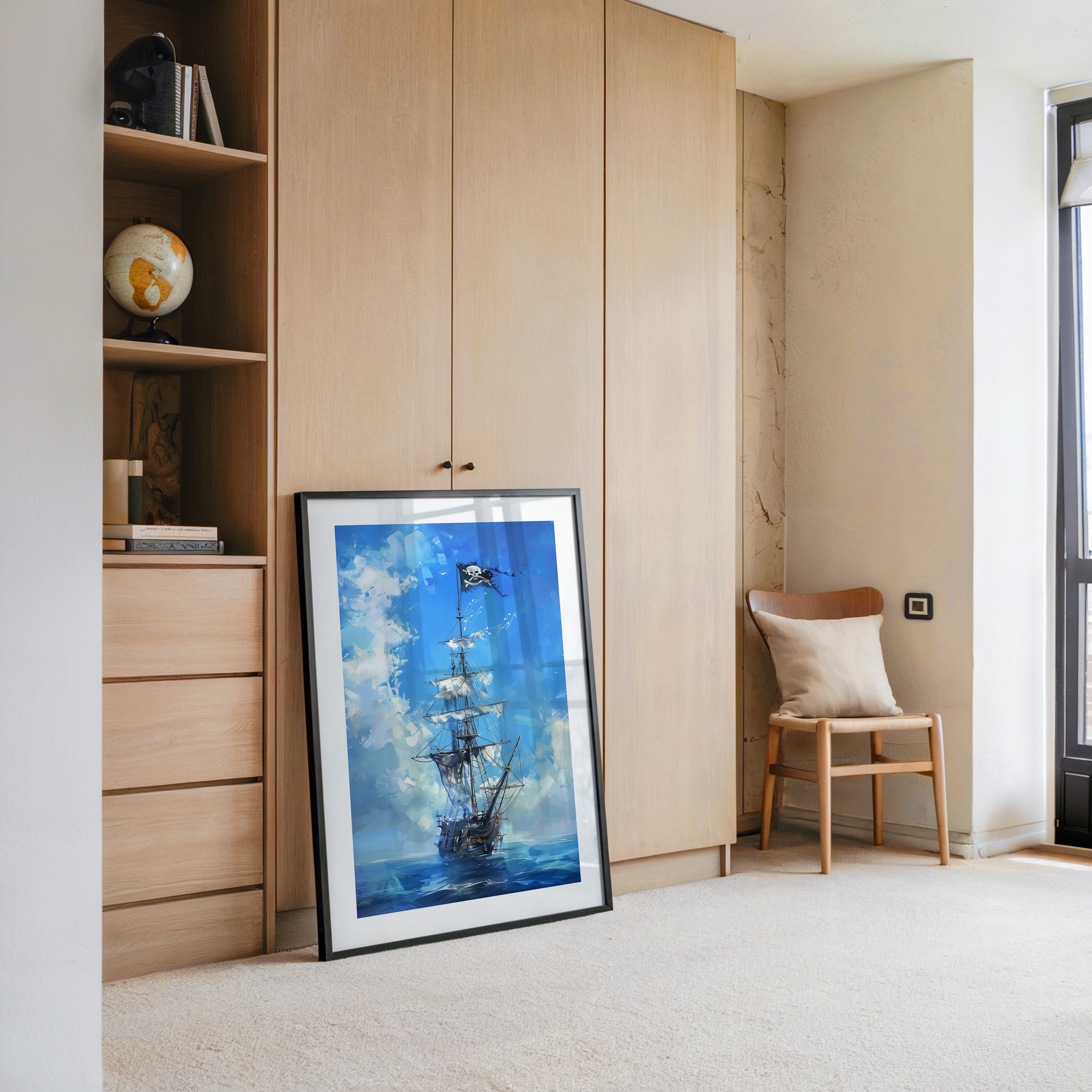 Piraten-Schiff blaue Malerei