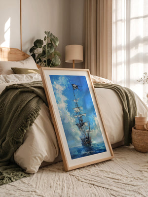 Piraten-Schiff blaue Malerei