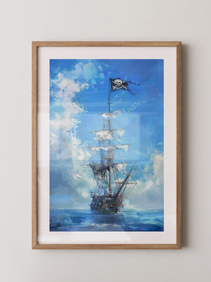 Piraten-Schiff blaue Malerei