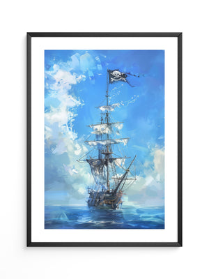 Piraten-Schiff blaue Malerei