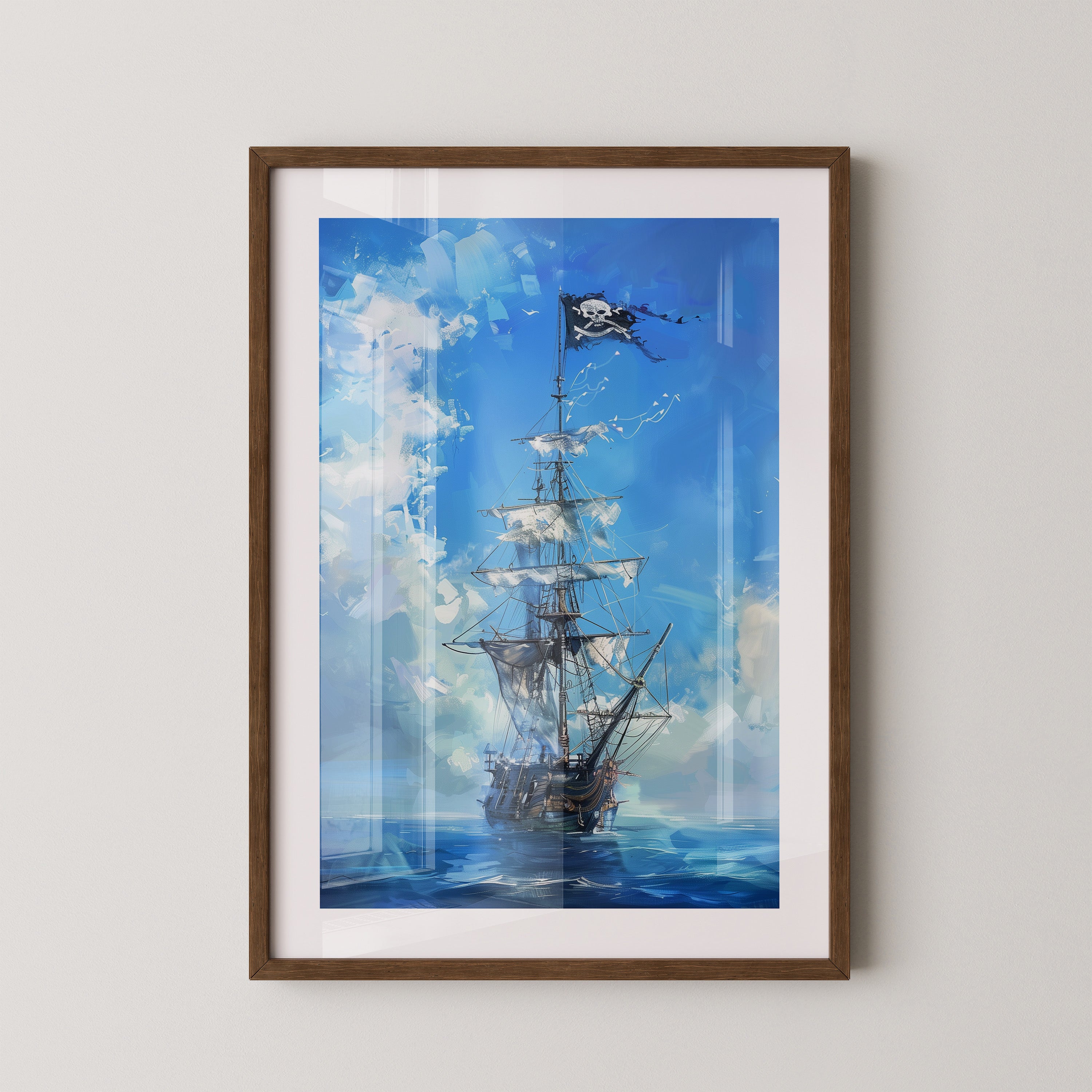 Piraten-Schiff blaue Malerei