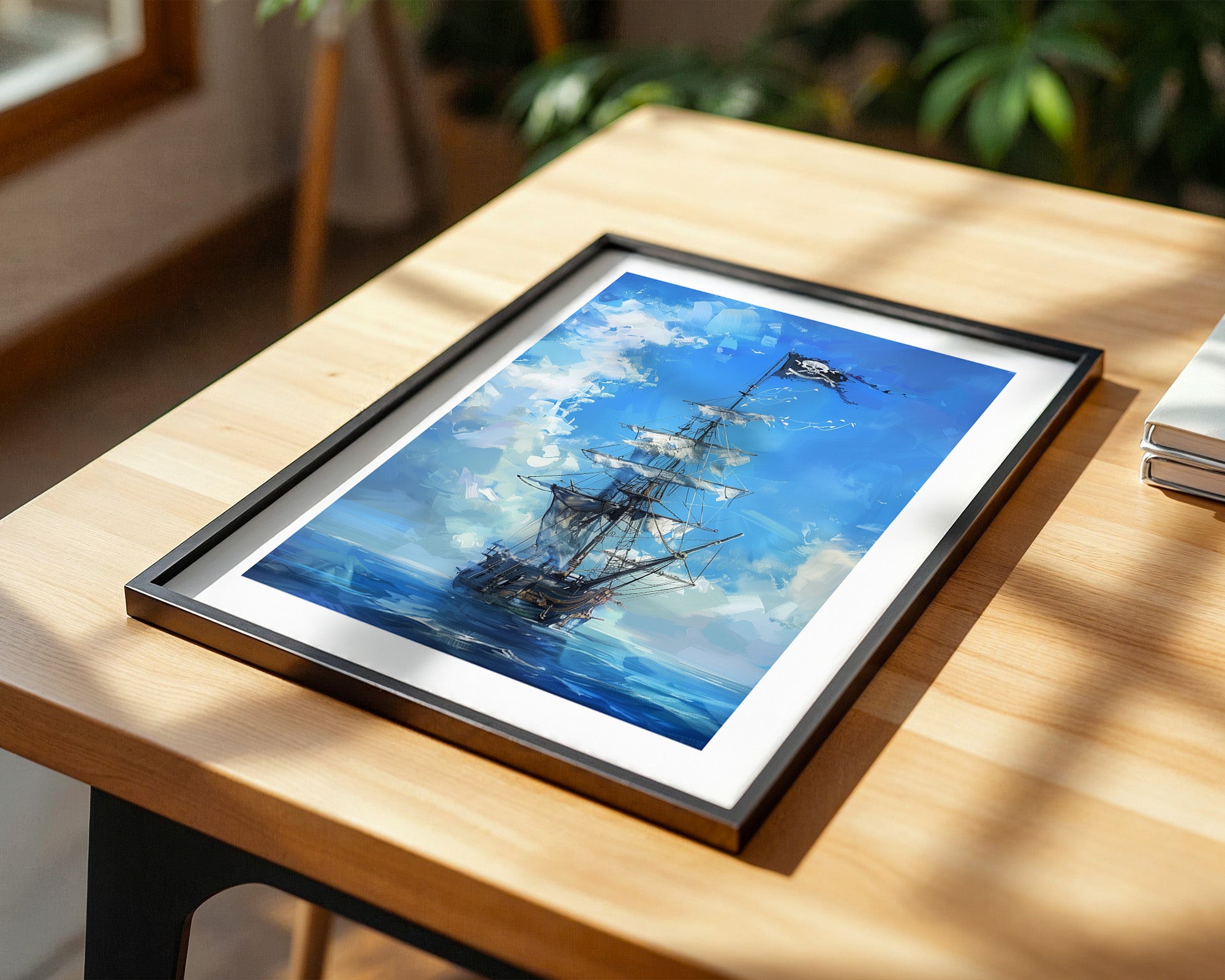 Piraten-Schiff blaue Malerei