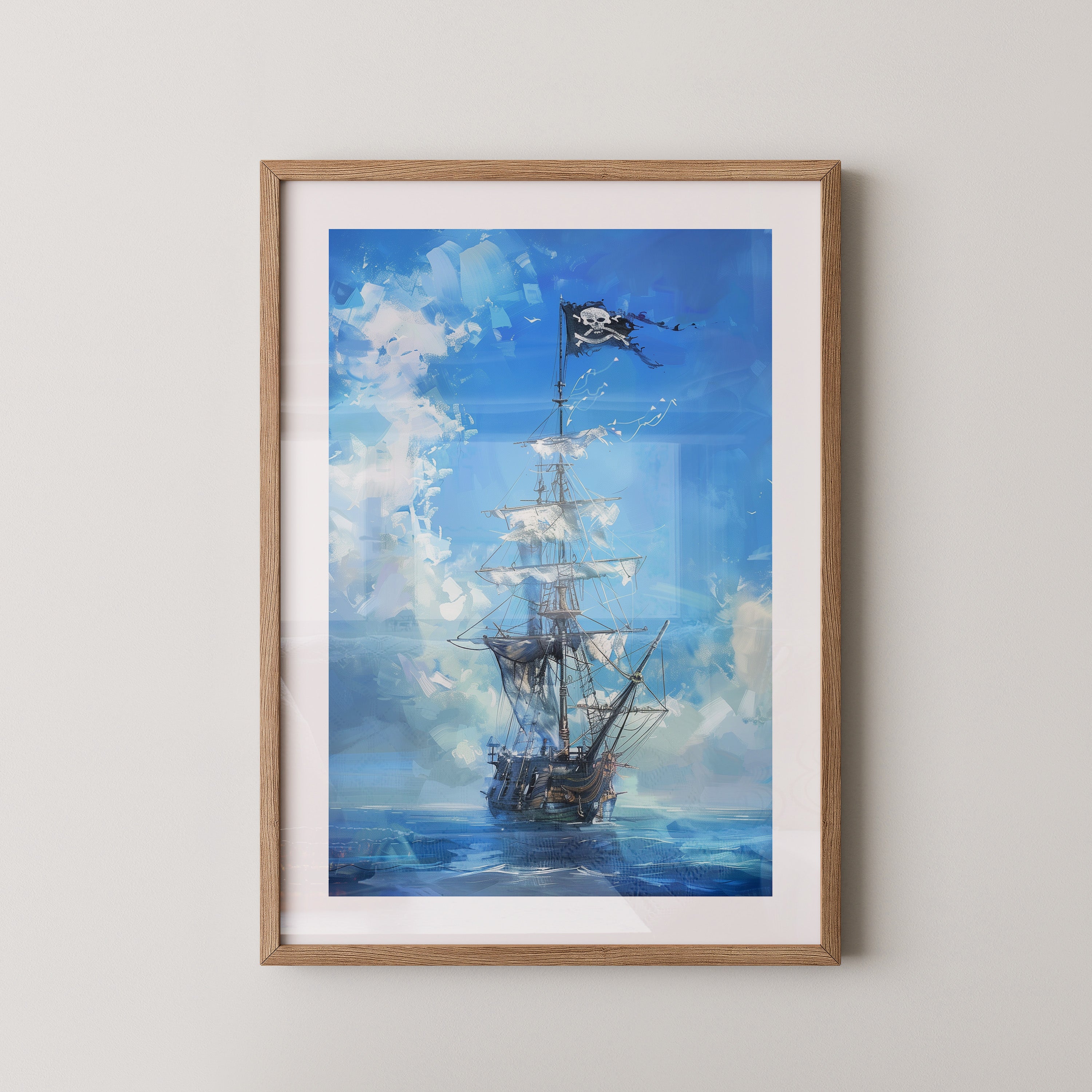 Piraten-Schiff blaue Malerei